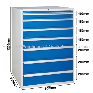 Euroslide Storage Cabinet 7 Drawer 1200mm